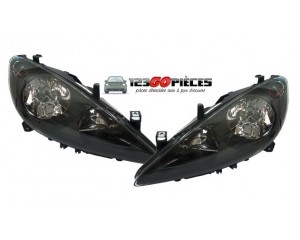 Paire de phares H1/H1/H7 fond noir pour Peugeot 307 2001-2005